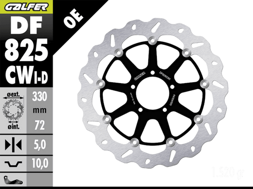 Galfer Ducati Diavel V4 Front Brake 330mm Floating Wave Rotor (Right Side Only)  (DF825CWD-B)