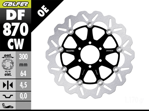 Galfer Ducati Monster 800 S2R Front Brake 300mm Floating Wave Rotor  (DF870CW-B)