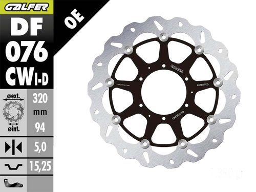 Galfer Honda CBR 1000RR SP (Brembo Calipers) Front Brake 320mm Floating Wave Rotor (Right Side Only) (14-17) (DF076CWD-B) Galfer Honda CBR 1000RR SP (Brembo Calipers) Front Brake 320mm Floating Wave Rotor (Right Side Only) (14-17) (DF076CWD-B)