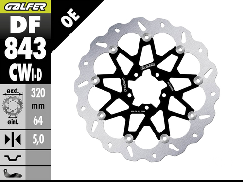 Galfer KTM 1290 Super Duke R/ EVO / GT Front Brake 320mm Floating Wave Rotor  (DF843CWD) Galfer KTM 1290 Super Duke R/ EVO / GT Front Brake 320mm Floating Wave Rotor  (DF843CWD)