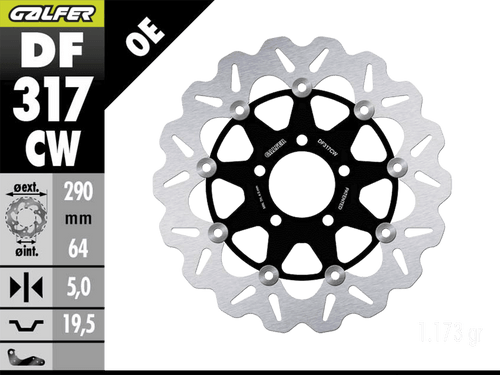 Galfer Suzuki SV 650 /S Front Brake 290mm Floating Wave Rotor (99-02) (DF317CW)