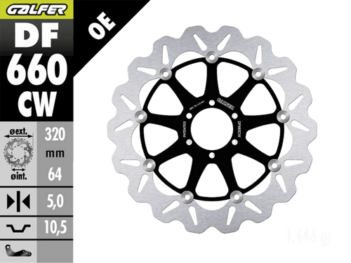 Galfer Ducati Paul Smart  / Sport 1000 Front Brake 320mm Floating Wave Rotor  (DF660CW-G)