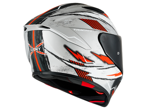 Suomy "Track-1" Helmet 404 Silver/Red Rear