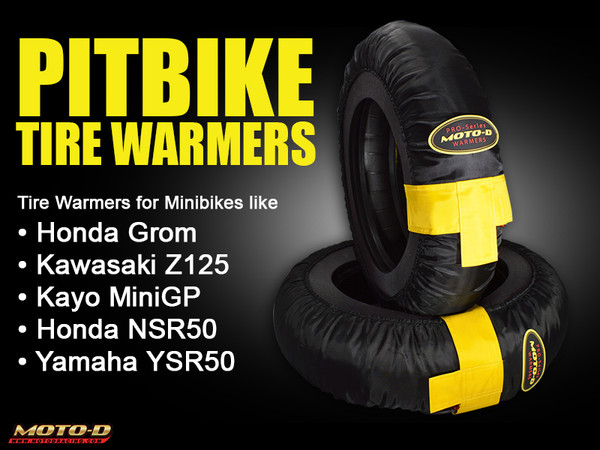 Now in Stock: MOTO-D 12" Tire Warmers for Minibikes like Honda Grom, Kawasaki Z125, Kayo MiniGP