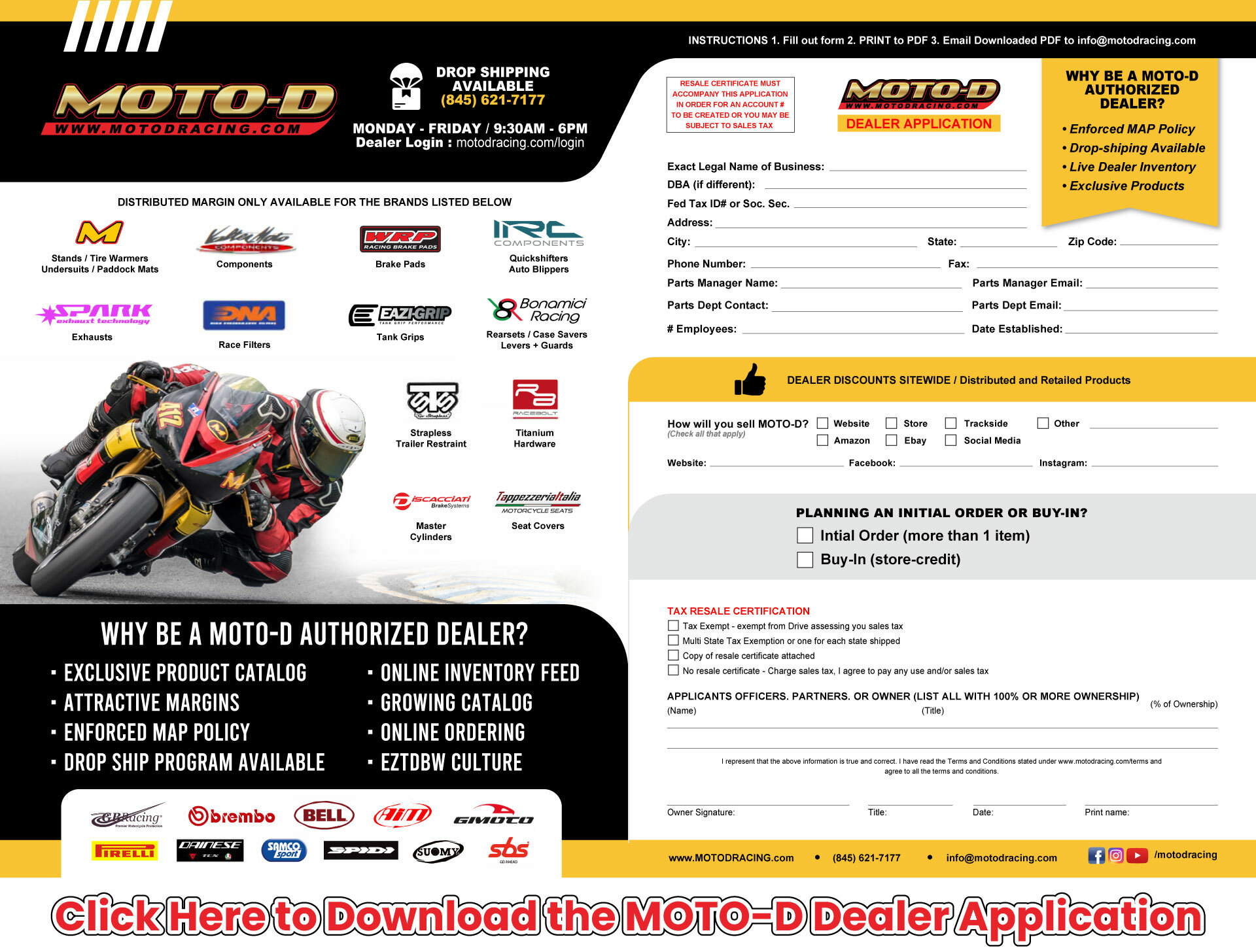 Dealer Application Info: MOTO-D Racing