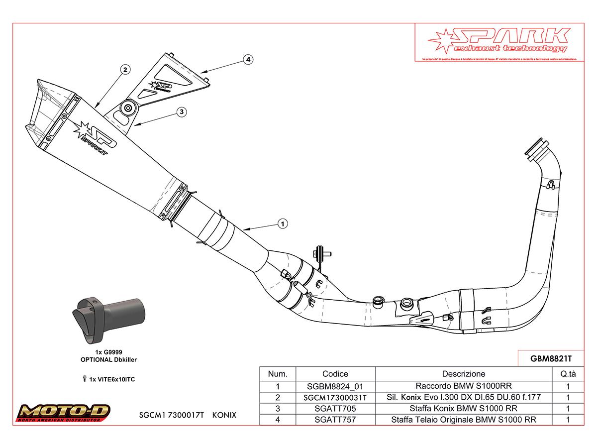 Spark Konix Titanium Full Exhaust for BMW S1000RR (2020+) | Repair Parts: MOTO-D Racing
