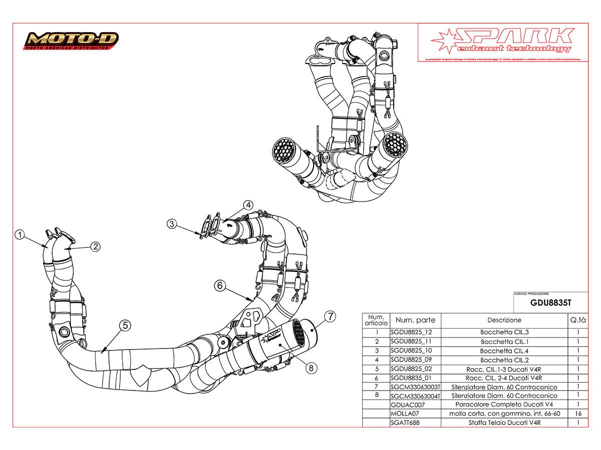 Spark Ducati Panigale V4 S/R SBK Titanium Exhaust | Parts Diagram: MOTO-D Racing