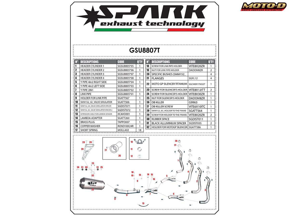 Spark Suzuki GSX-R 1000 GP Titanium Full Exhaust (2017+): MOTO-D Racing