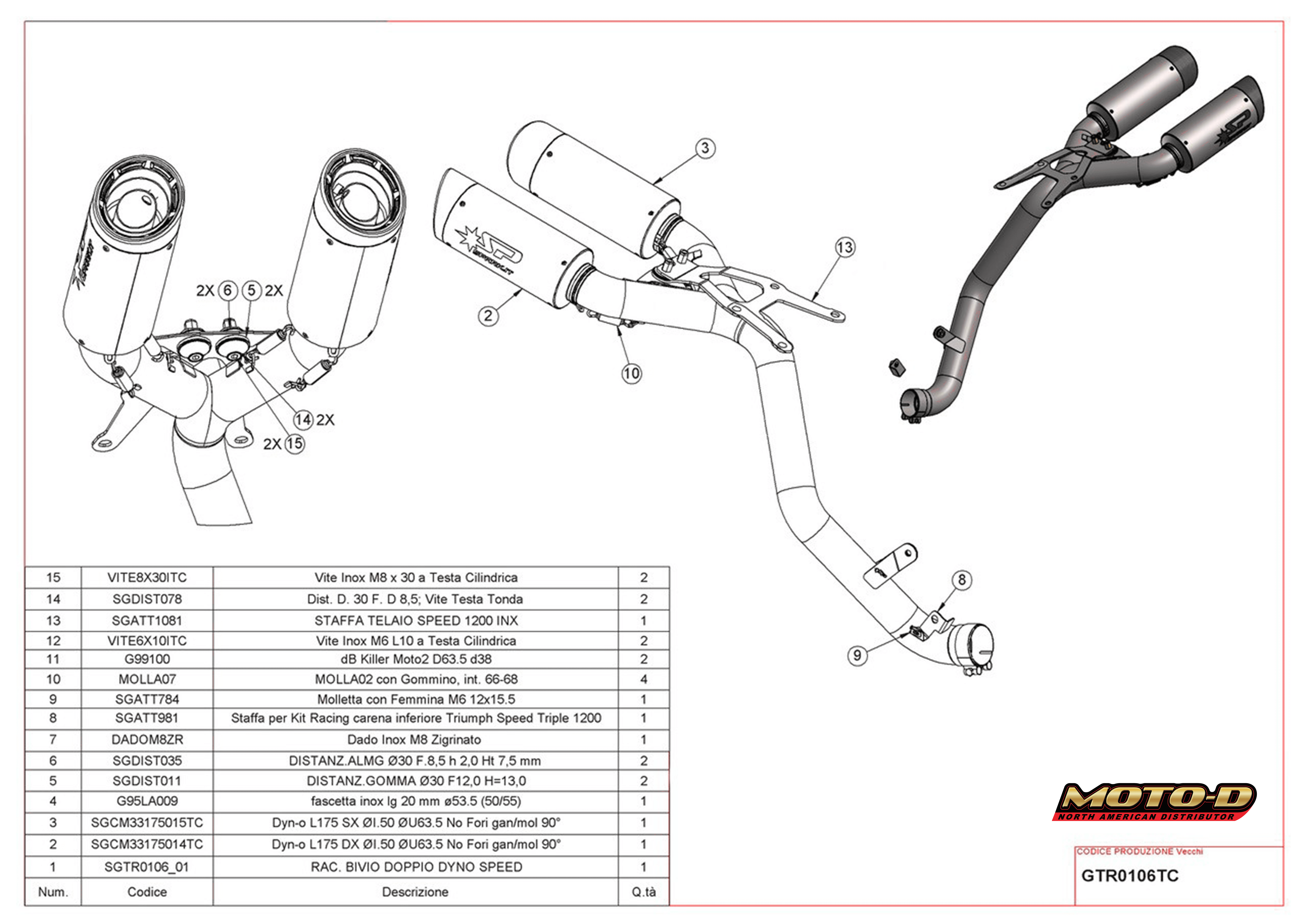 Spark Triumph Speed Triple Exhaust | Parts Diagram: MOTO-D Racing