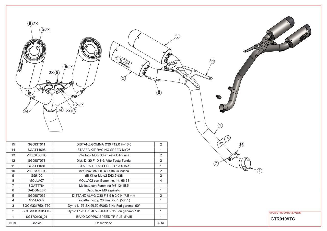 Spark Triumph Speed Triple Exhaust | Parts Diagram: MOTO-D Racing