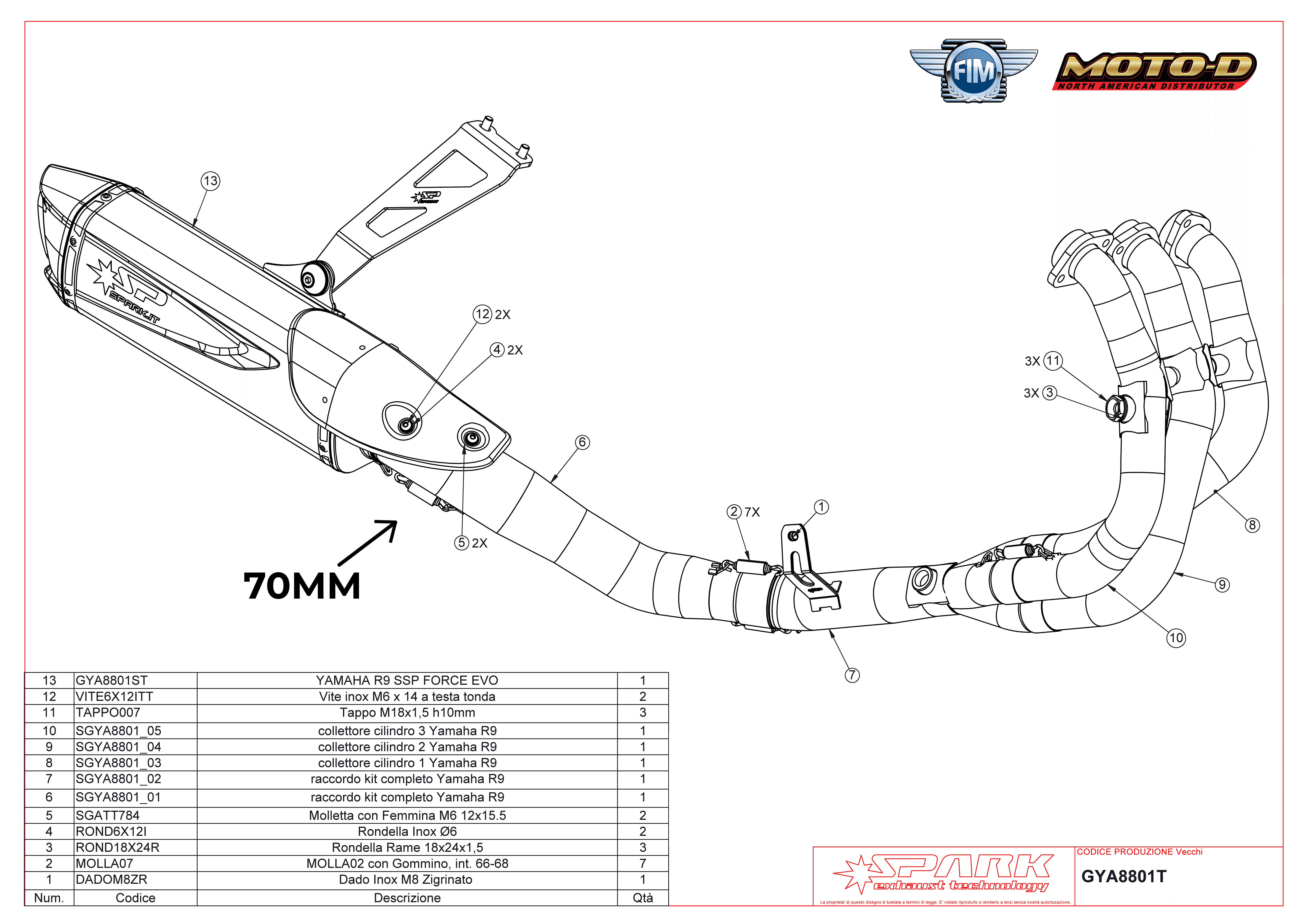 MOTO-D Racing Spark GYA8801T Parts Diagram