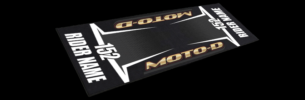 Custom Motorcycle Racing Mat Black with Rider Name: MOTO-D Racing