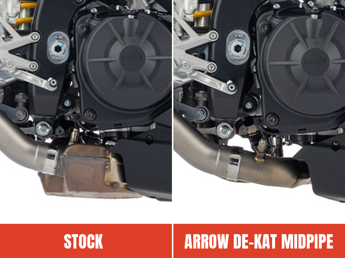 Arrow De-Kat Midpipe Removes KatBox Available at MOTO-D Racing 