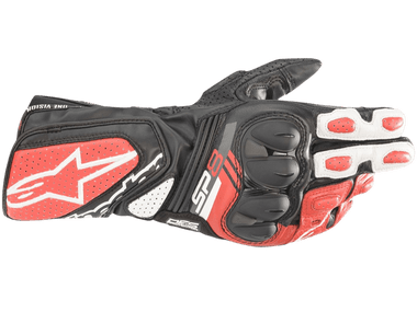 Alpinestars SP-8 V3 Leather Glove Black/White/Red: MOTO-D Racing