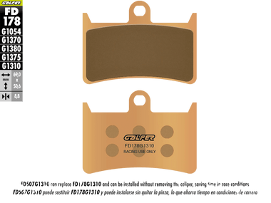 Galfer Racing Motorcycle Brake Pads Yamaha R7 - Front (2/pc