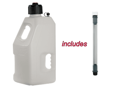 LC2 Motorcycle Racing 5-Gallon Fuel Jug w/ Hose (White): MOTO-D Racing
