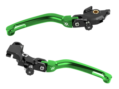 Bonamici Kawasaki ZX-4RR Folding Levers (Black/Green): MOTO-D Racing