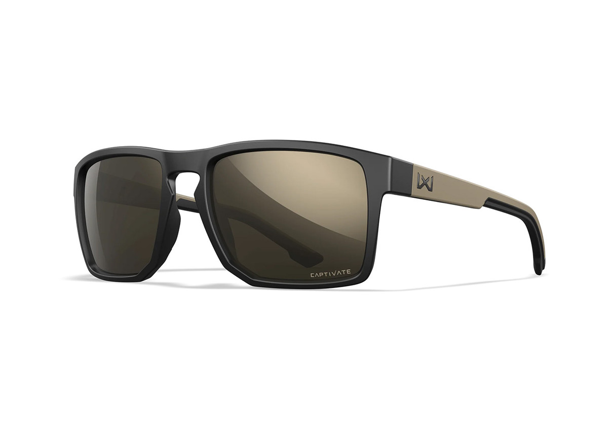 Wiley X Founder, Matte Black and Tan Frame With Captivate Tungsten Mirror Wiley X Founder, Matte Black and Tan Frame With Captivate Tungsten Mirror
