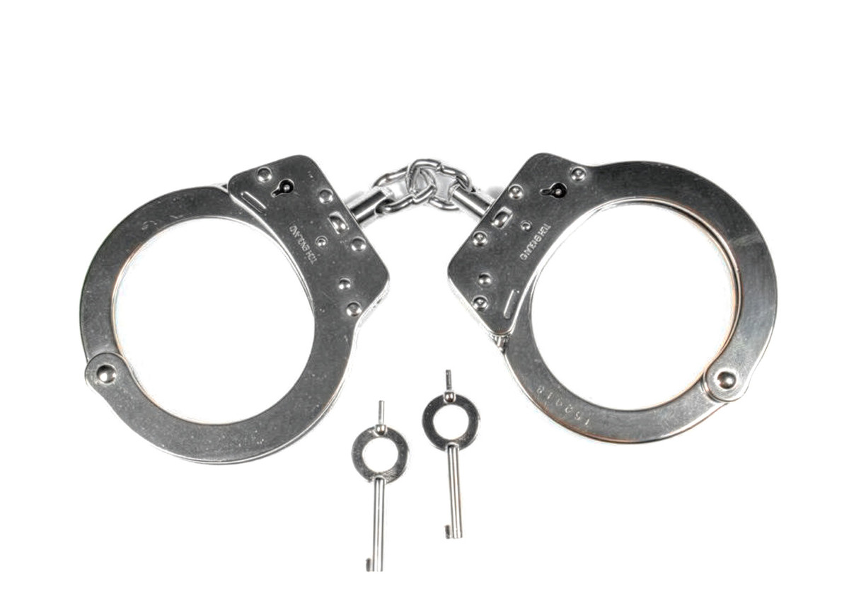 Standard Nickel Chain Handcuffs - With Keyholes on Both Sides