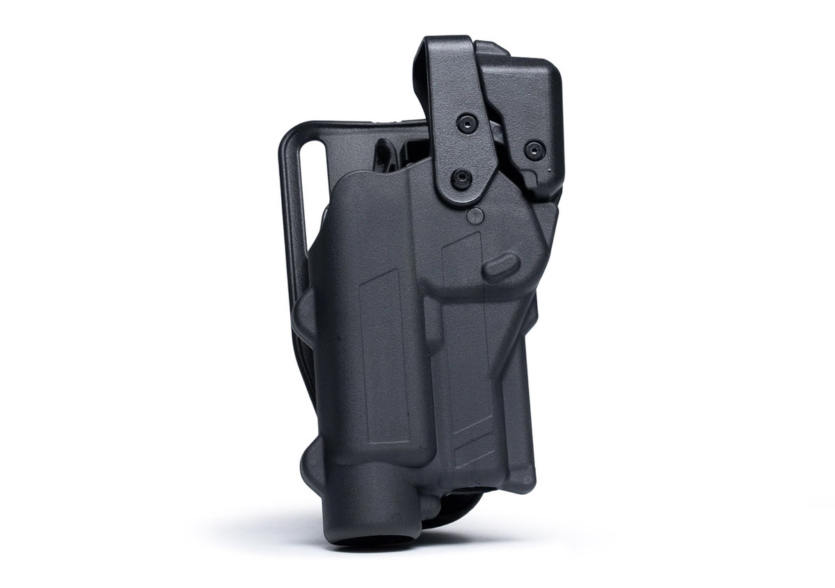 Rapid Force Level 3 Duty Holster, Mid Ride Belt Slide, Sig P320 Full Size 9mm/.40 Cal/M17/XFull, Sig P320 Compact/Carry 9 mm/.40 Cal/M18/XCarry, Large Light, With Axon