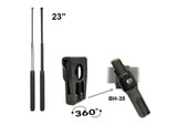Expandable Baton, Hardened, Black With Swivel Holder (BH-35), Indented Anti-Slip Handle, 23 Inch