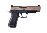 P320, 9mm, 4.7In, X-Series, 2-Tone Coyote, Striker, VTAC, Modular Poly X Grip, (3) 17Rd Steel Mag, Rail, Optic Ready