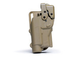 Rapid Force Level 3 Duty Holster, Mid Ride Belt Slide, Glock 19/19X/19 MOS/23 (Gen 1-4)/44/45/45 MOS, Glock 17/17 MOS/22 (Gen 1-4)/47/47 MOS, Tan, Right Hand, Large Light