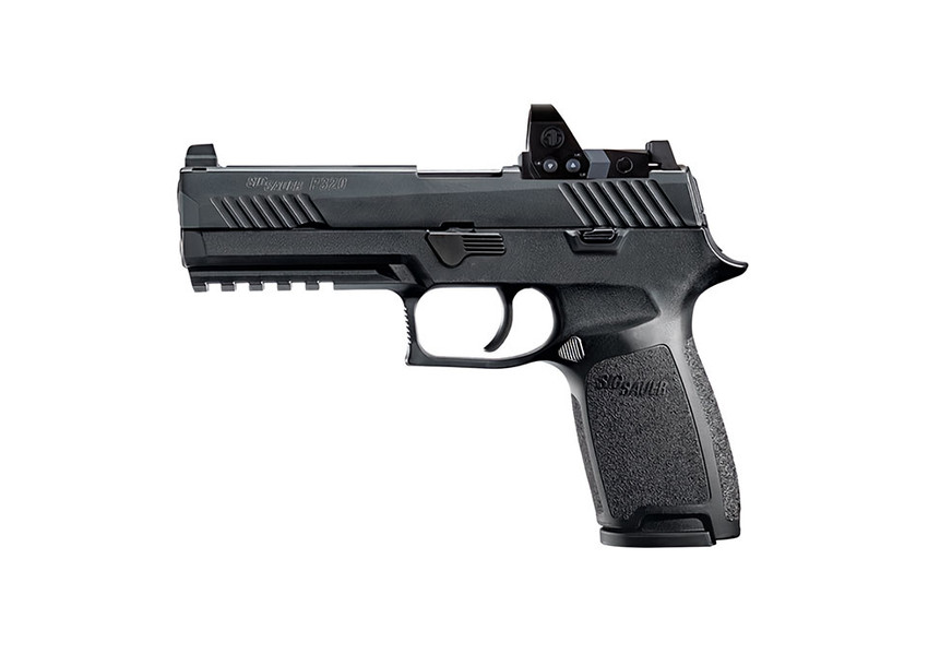 P320, 9mm, 4.7In, Nitron, Blk, Striker, Contrast, Mod Poly Grip, (2) 17Rd Steel Mag, Romeo1Pro, Rail