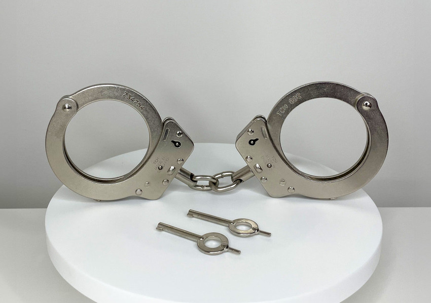 Standard Nickel Chain Handcuffs - With Keyholes on Both Sides