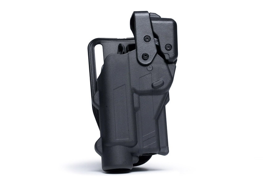 Rapid Force Level 3 Duty Holster, Mid Ride Belt Slide, Sig P320 Full Size 9mm/.40 Cal/M17/XFull, Sig P320 Compact/Carry 9 mm/.40 Cal/M18/XCarry, Left Hand, Large Light