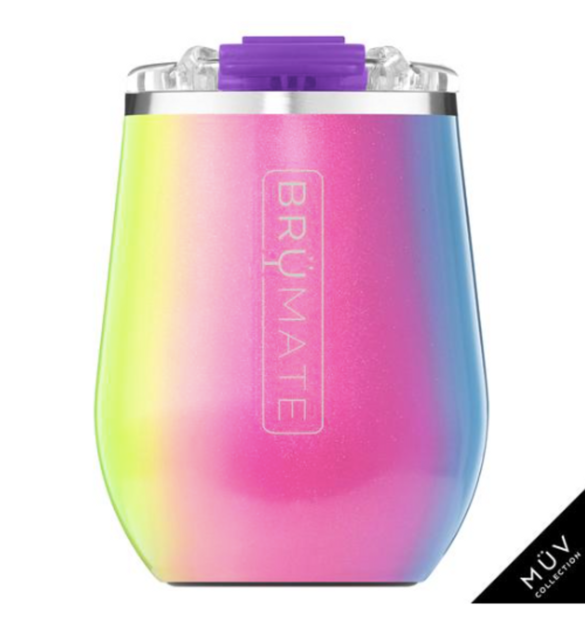 BruMate 14 oz Uncork'd Wine Tumbler in Glitter Rainbow