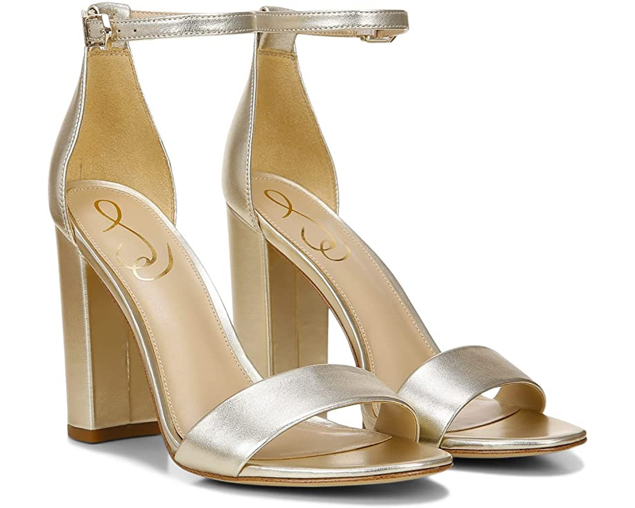 Gold Petra 75 metallic-leather block-heel sandals | Reformation | MATCHES UK