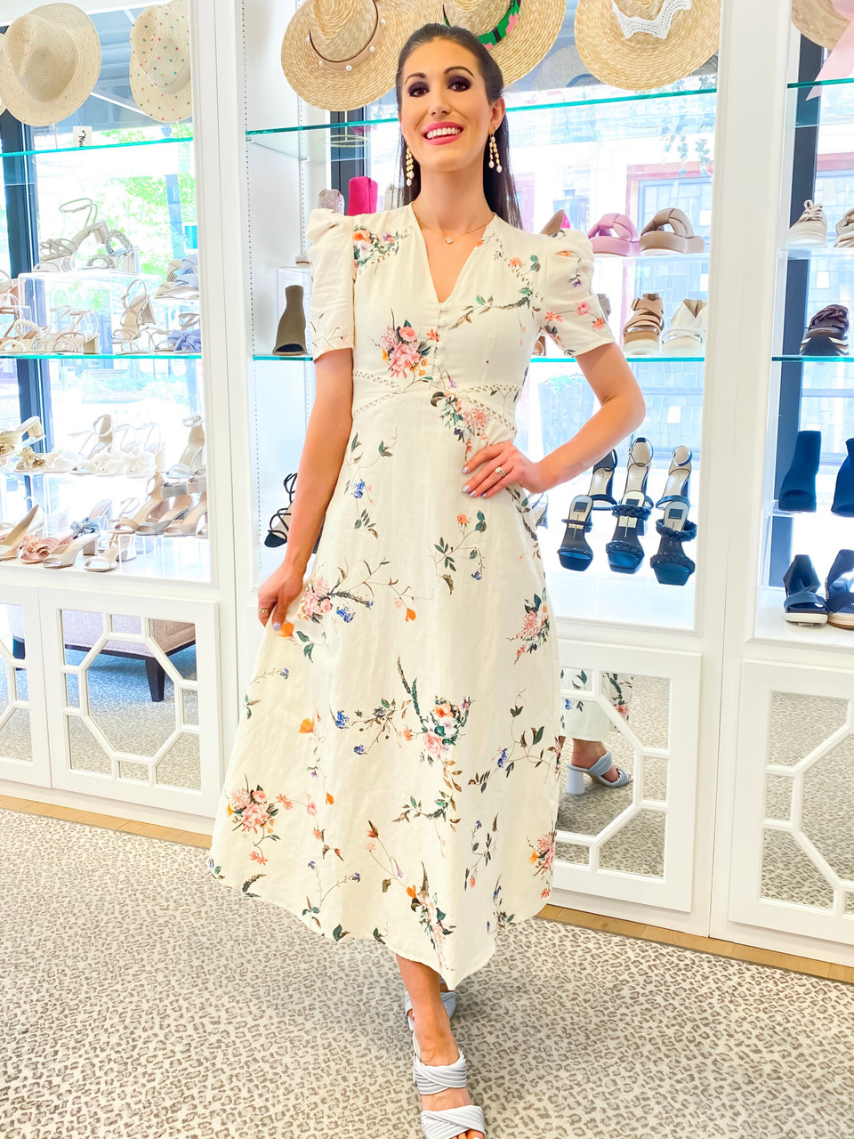Elise Midi Dress- Multi Floral - Monkee's of Ridgeland