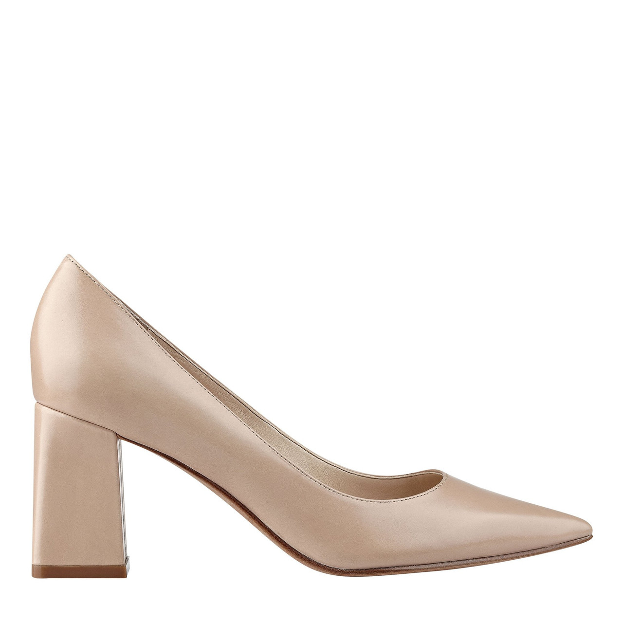 Truffle Collection Pointed Block Heels in Natural | Lyst