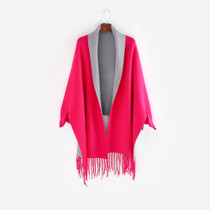 Middleton Fringe Sleeve Wrap- Hot Pink + Grey Middleton Fringe Sleeve Wrap- Hot Pink + Grey