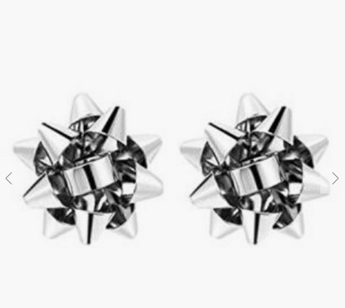 Silver Christmas Bow Earrings 