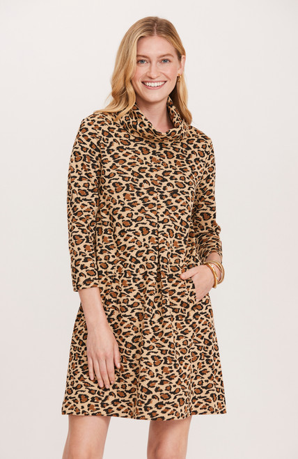 Kim Jacquard Dress- Brushed Leopard 