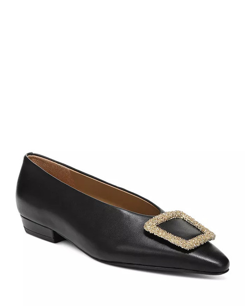 Janina Pointed Toe Flat- Black 