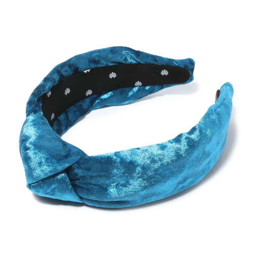 Crushed Velvet Knotted Headband- Electric Turquoise