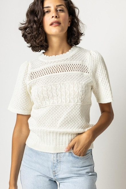 Puff Sleeve Pullover Sweater- Bone 