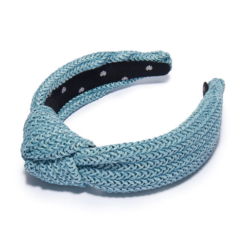 Braided Raffia Knotted Headband- Pacific Sky 