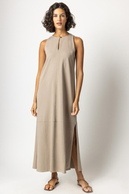 Sleeveless Keyhole Maxidress- Raffia 