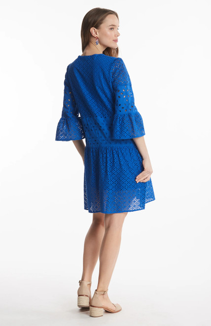 Ingrid Eyelet Skimmer Dress- Bluebell 