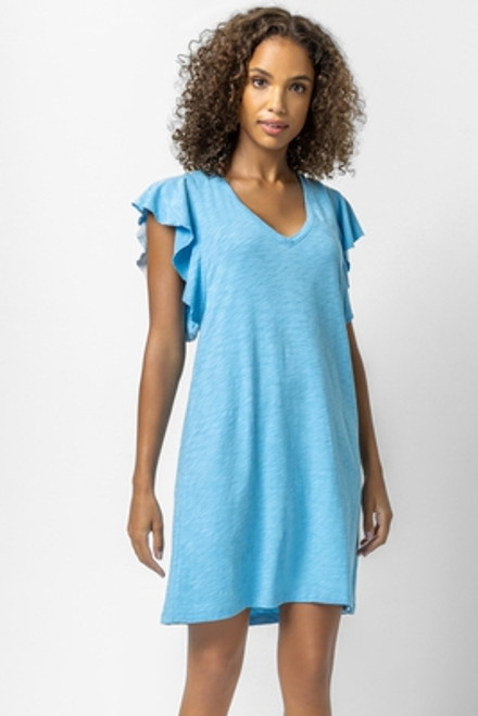 Flutter Sleeve V-Neck Dress- Capri 