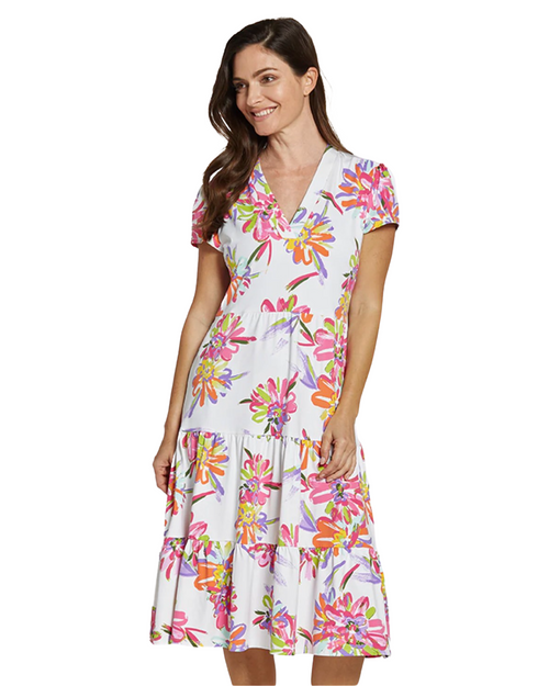 Libby Dress- Impressionist Floral White 