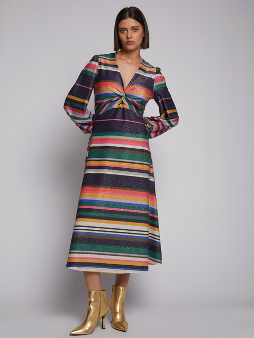 Carolina Dress- Multicolor Stripe Lurex