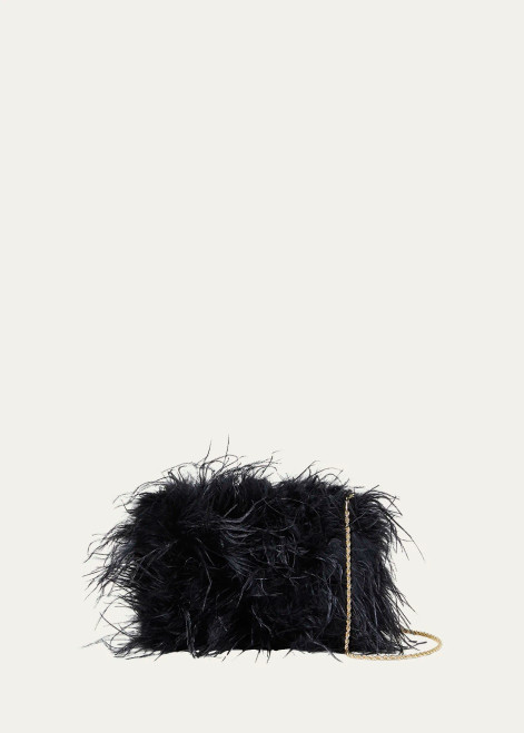 Zahara Black Feather Clutch