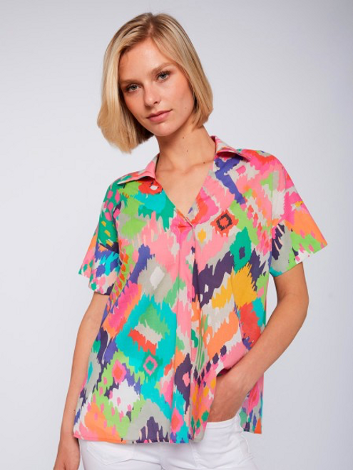 Chantal Shirt- Acuarela Ikat Voile