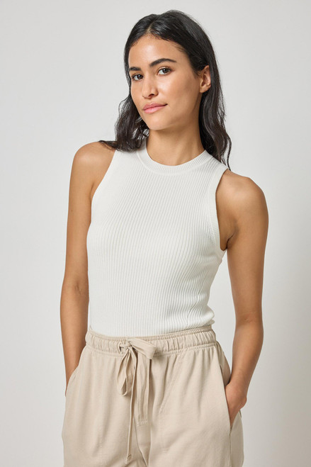 Perfect Rib Tank Sweater- White