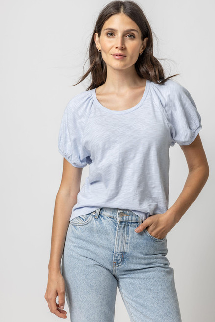 Shirred Sleeve Raglan Tee- Hyacinth 